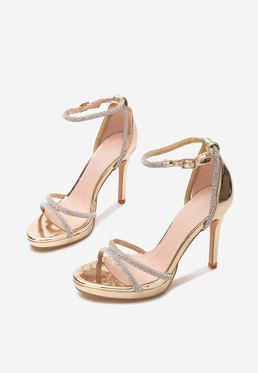 Sandale elegante cu toc Majorie aurii
