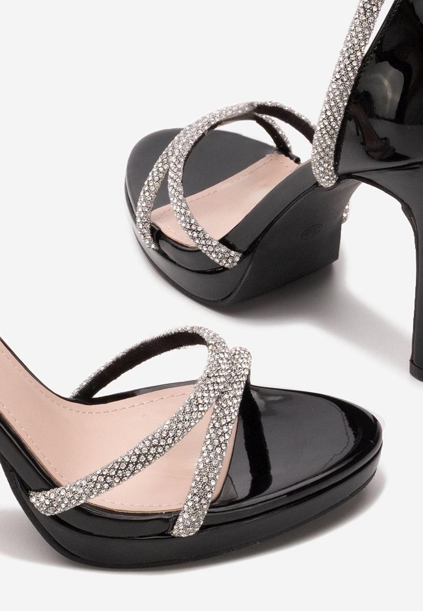 Sandale elegante cu toc Majorie negre