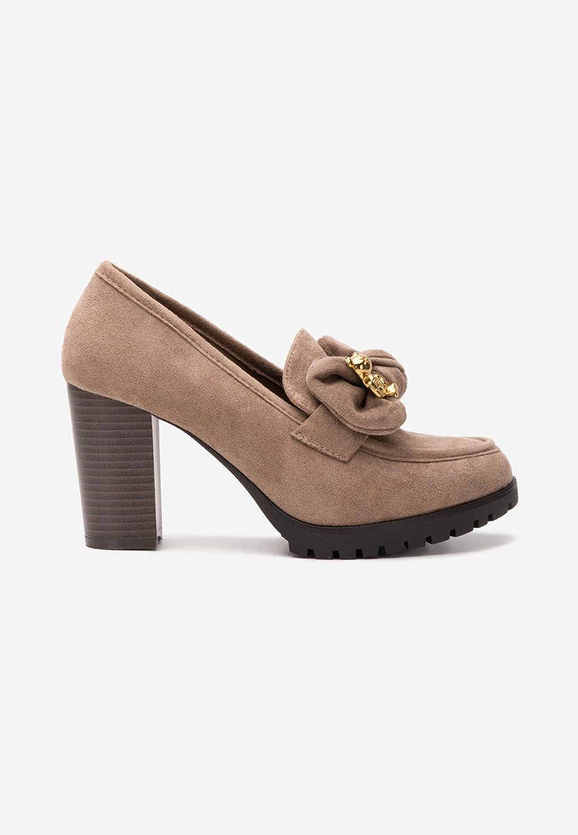 Pantofi cu toc gros Issia kaki