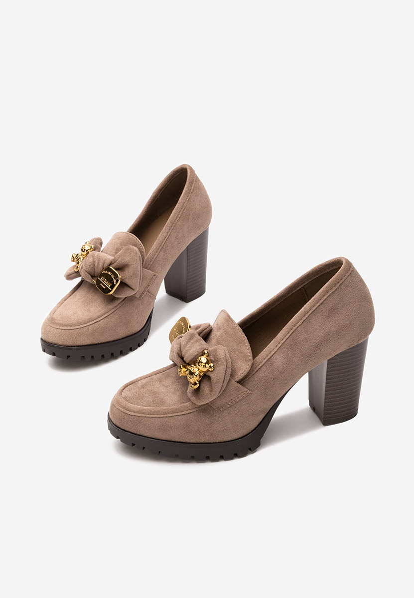 Pantofi cu toc gros Issia kaki