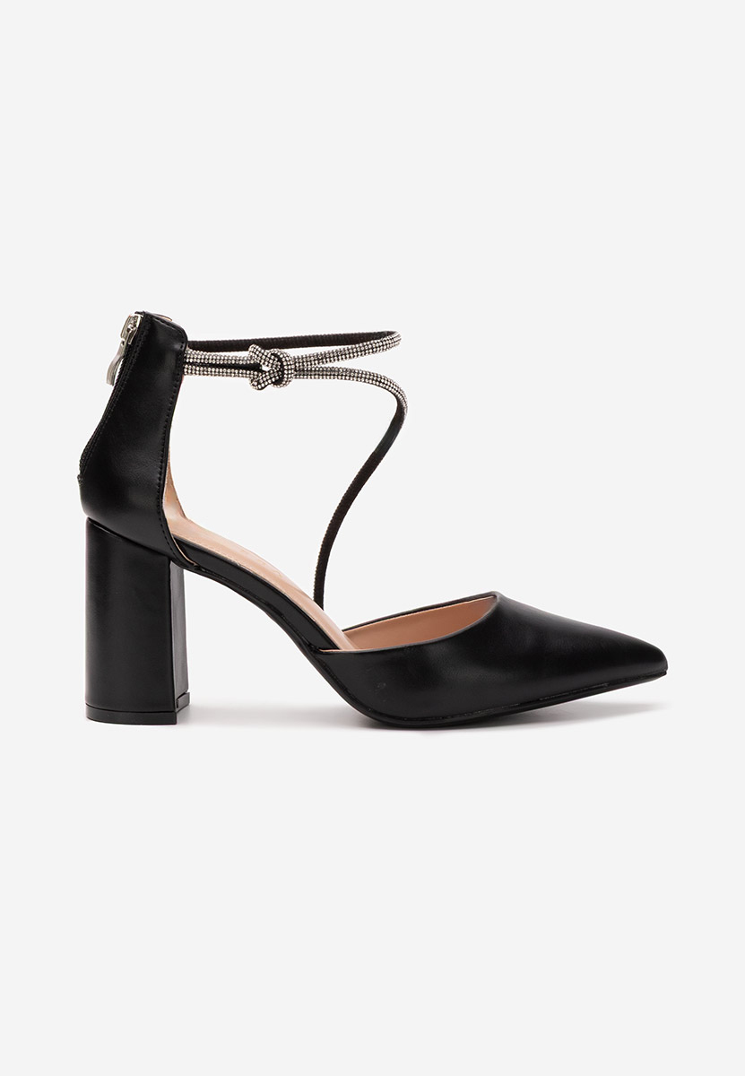 Pantofi cu toc gros eleganti Analy negri