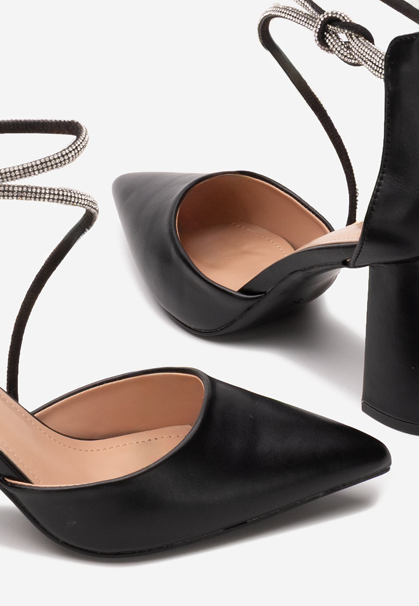 Pantofi cu toc gros eleganti Analy negri