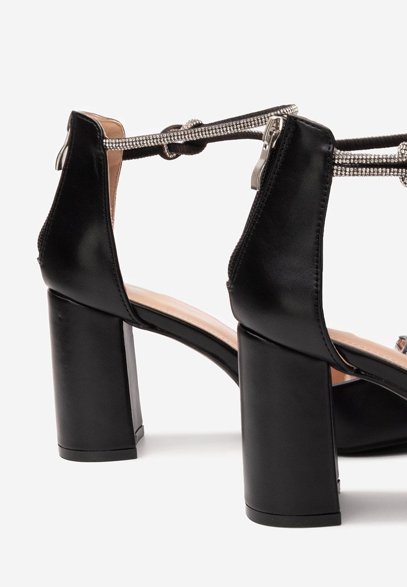 Pantofi cu toc gros eleganti Analy negri
