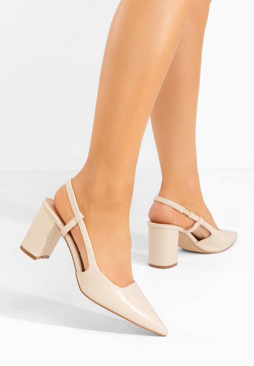 Pantofi cu toc gros Barria bej
