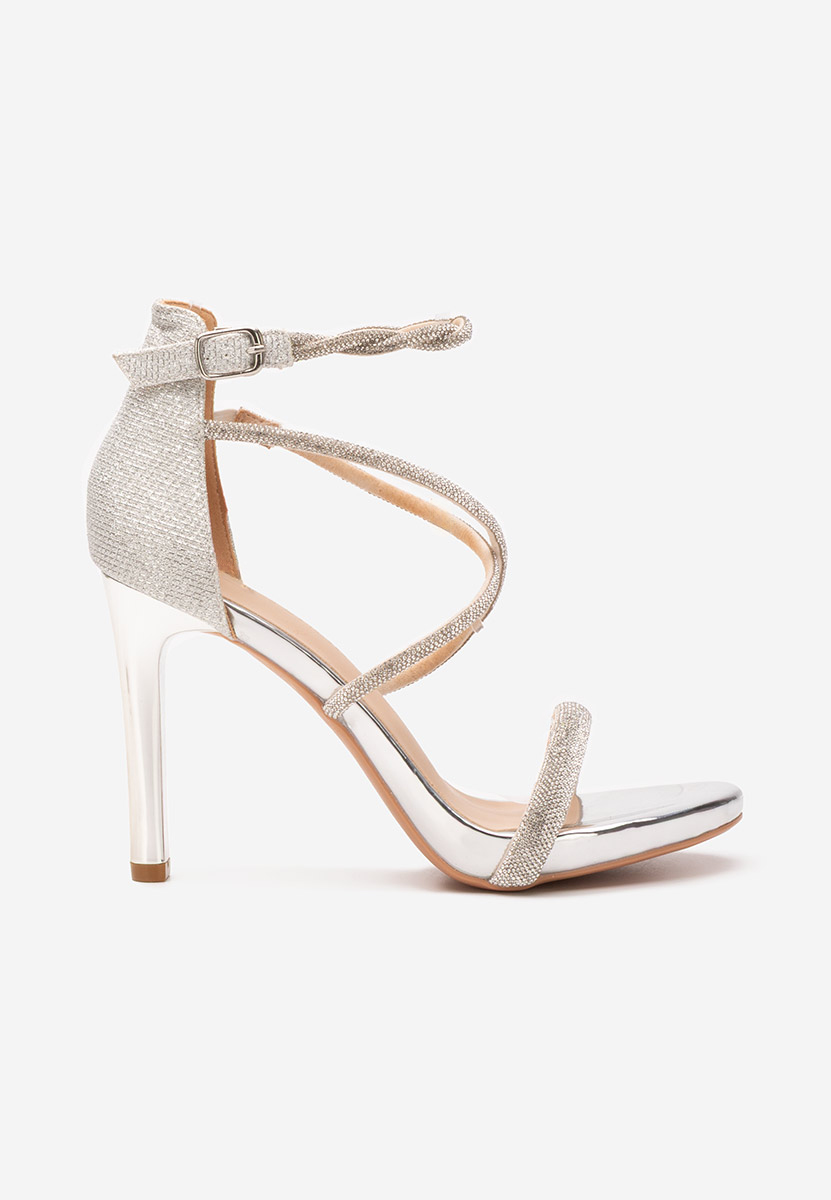 Sandale elegante cu toc Kelli argintii