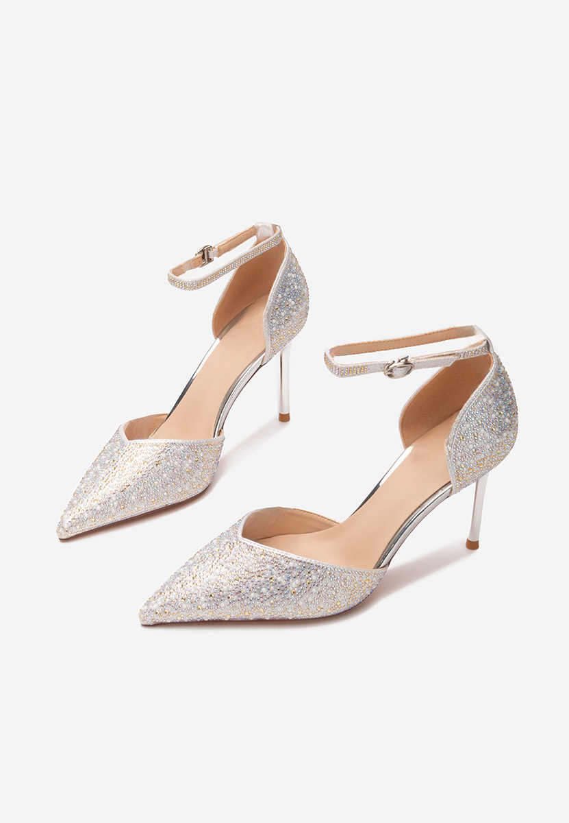 Pantofi cu toc eleganti Viena argintii
