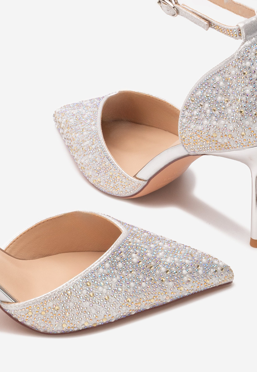 Pantofi cu toc eleganti Viena argintii