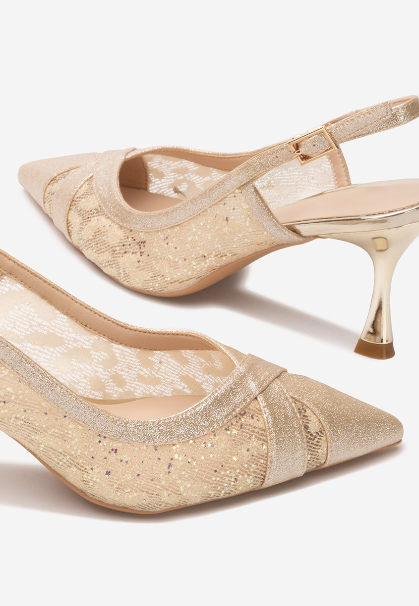 Pantofi slingback Henriette aurii
