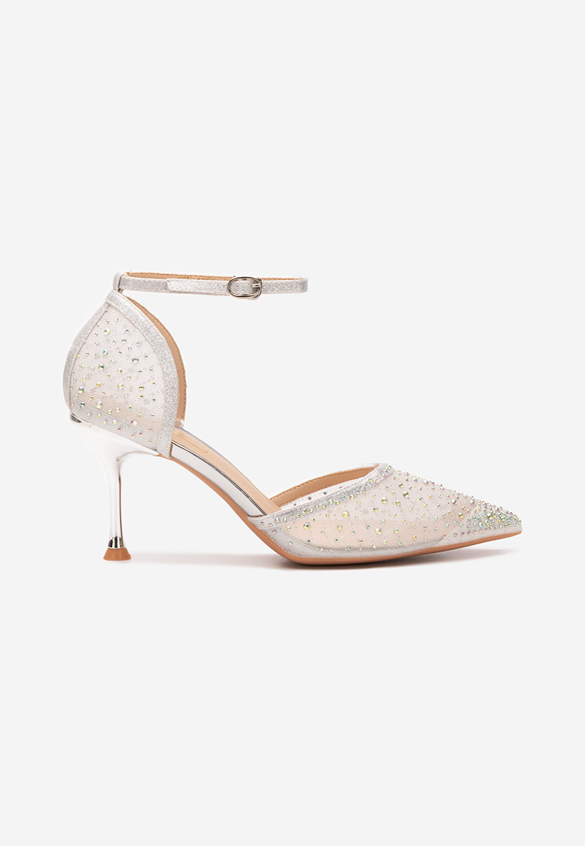 Pantofi cu toc eleganti Cesia argintii