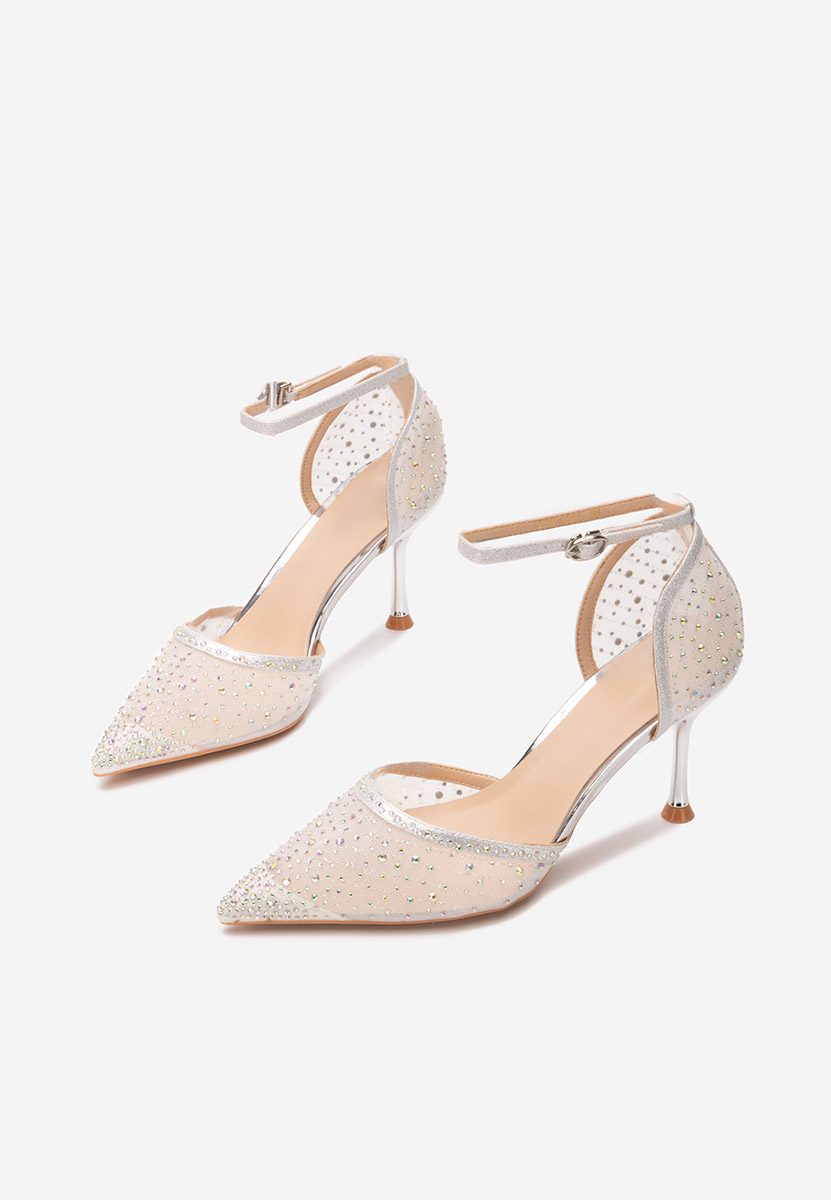 Pantofi cu toc eleganti Cesia argintii