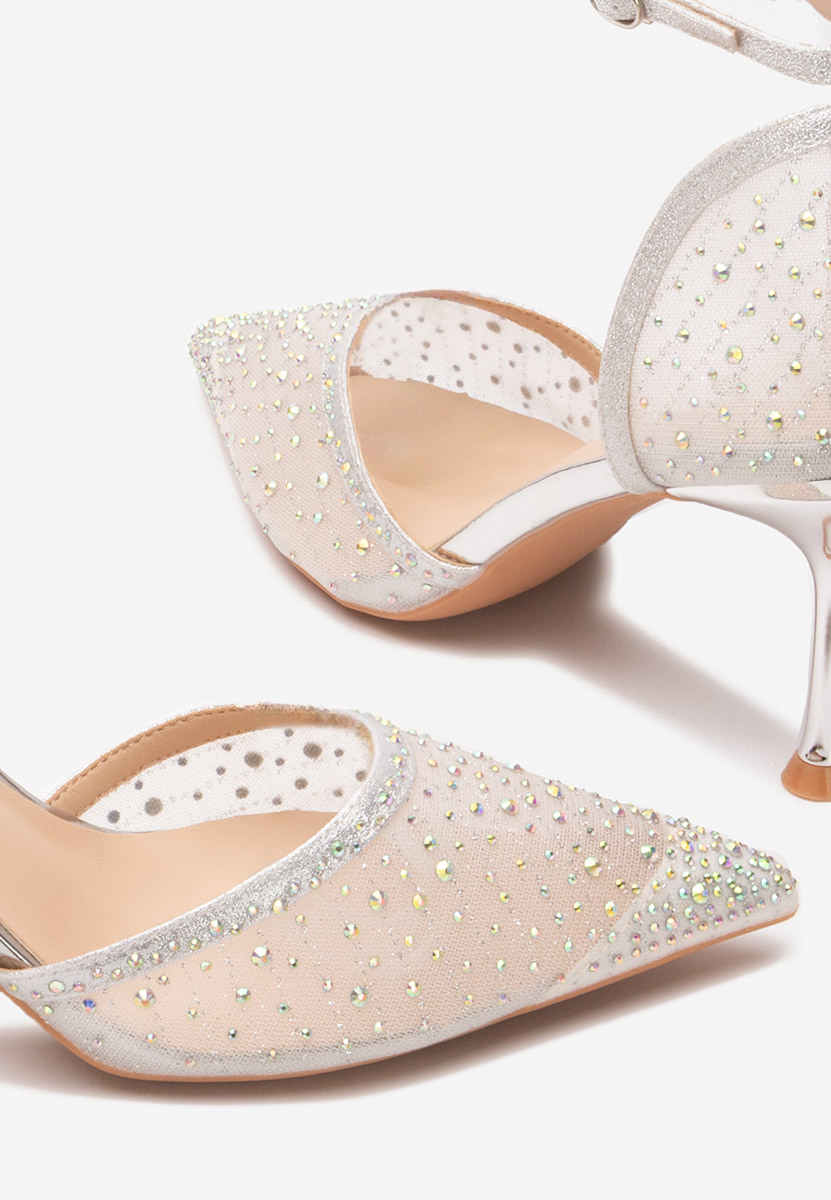 Pantofi cu toc eleganti Cesia argintii