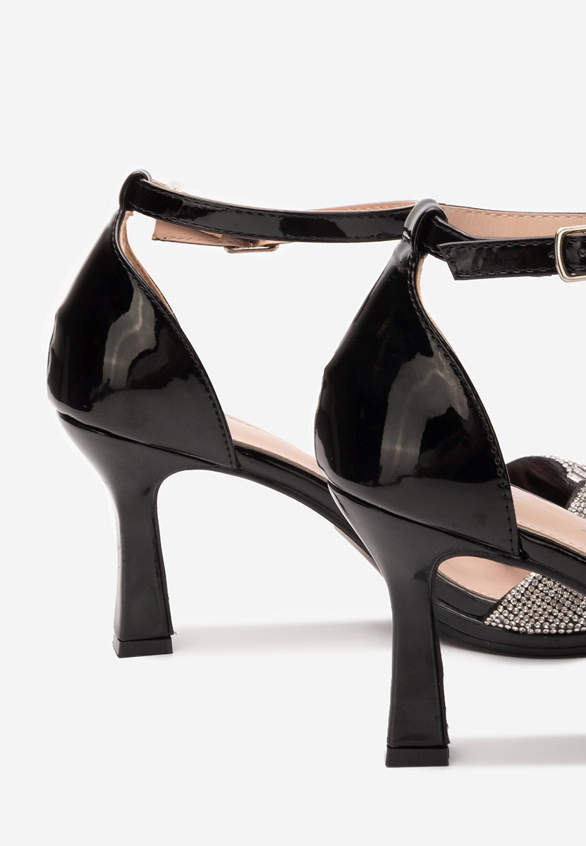 Sandale elegante cu toc Jullia negre