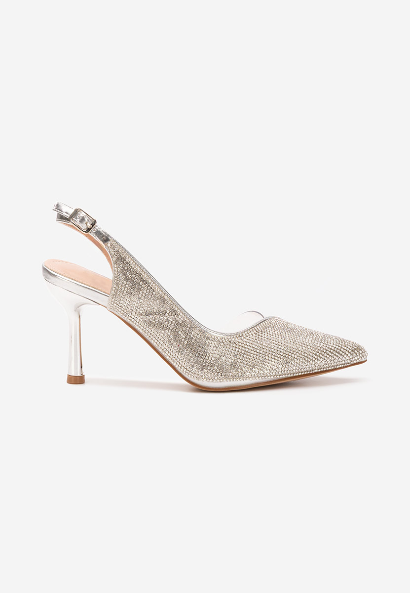 Pantofi stiletto Penie argintii