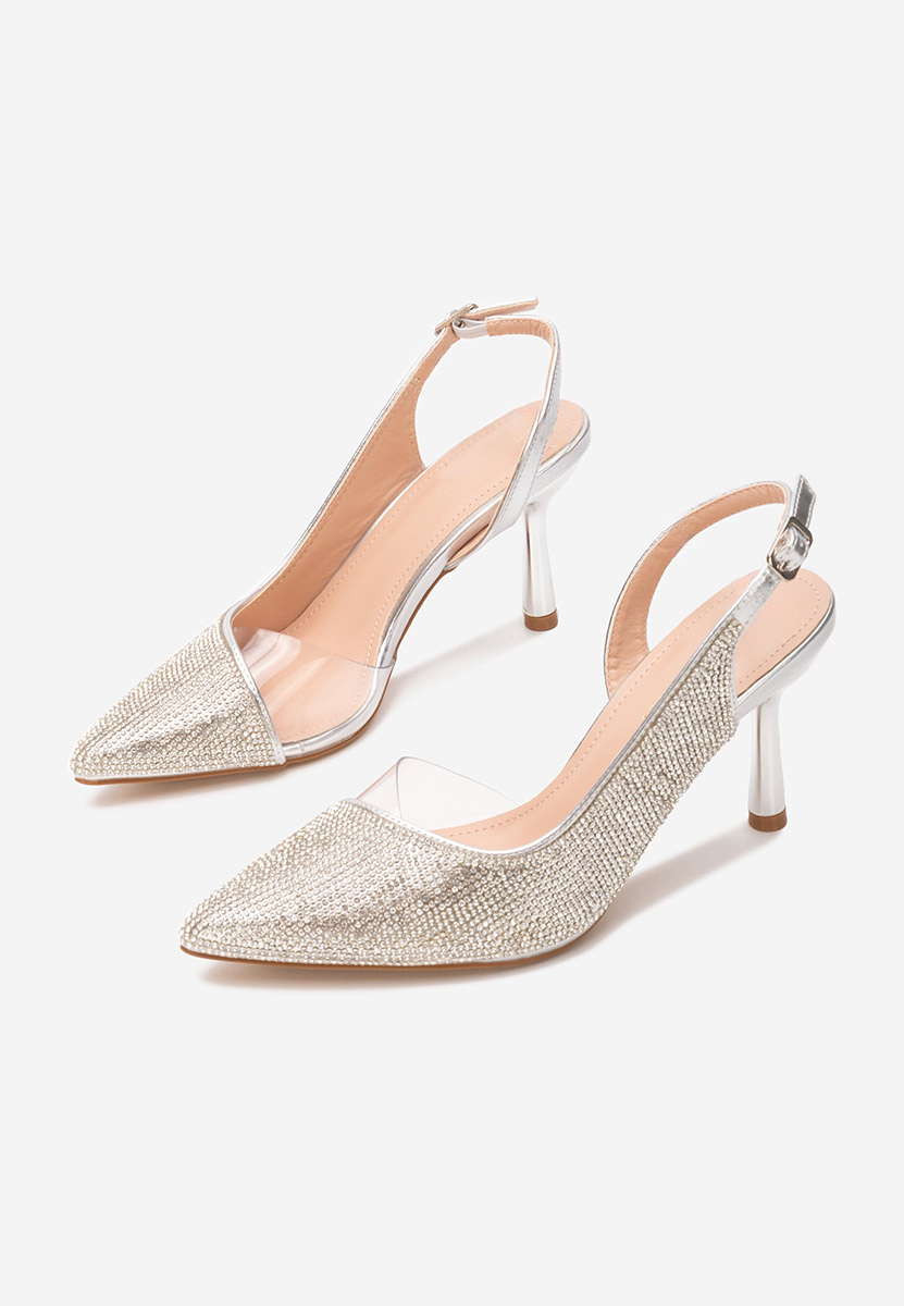 Pantofi stiletto Penie argintii