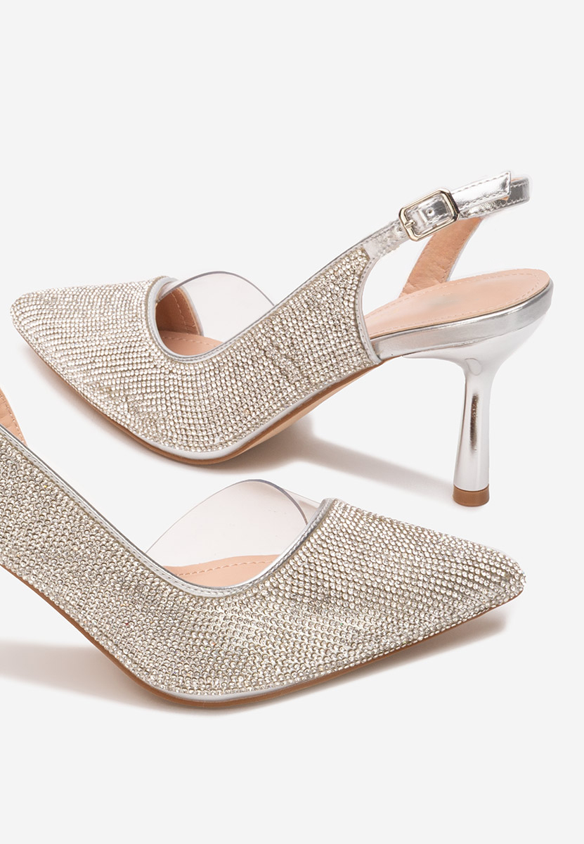 Pantofi stiletto Penie argintii