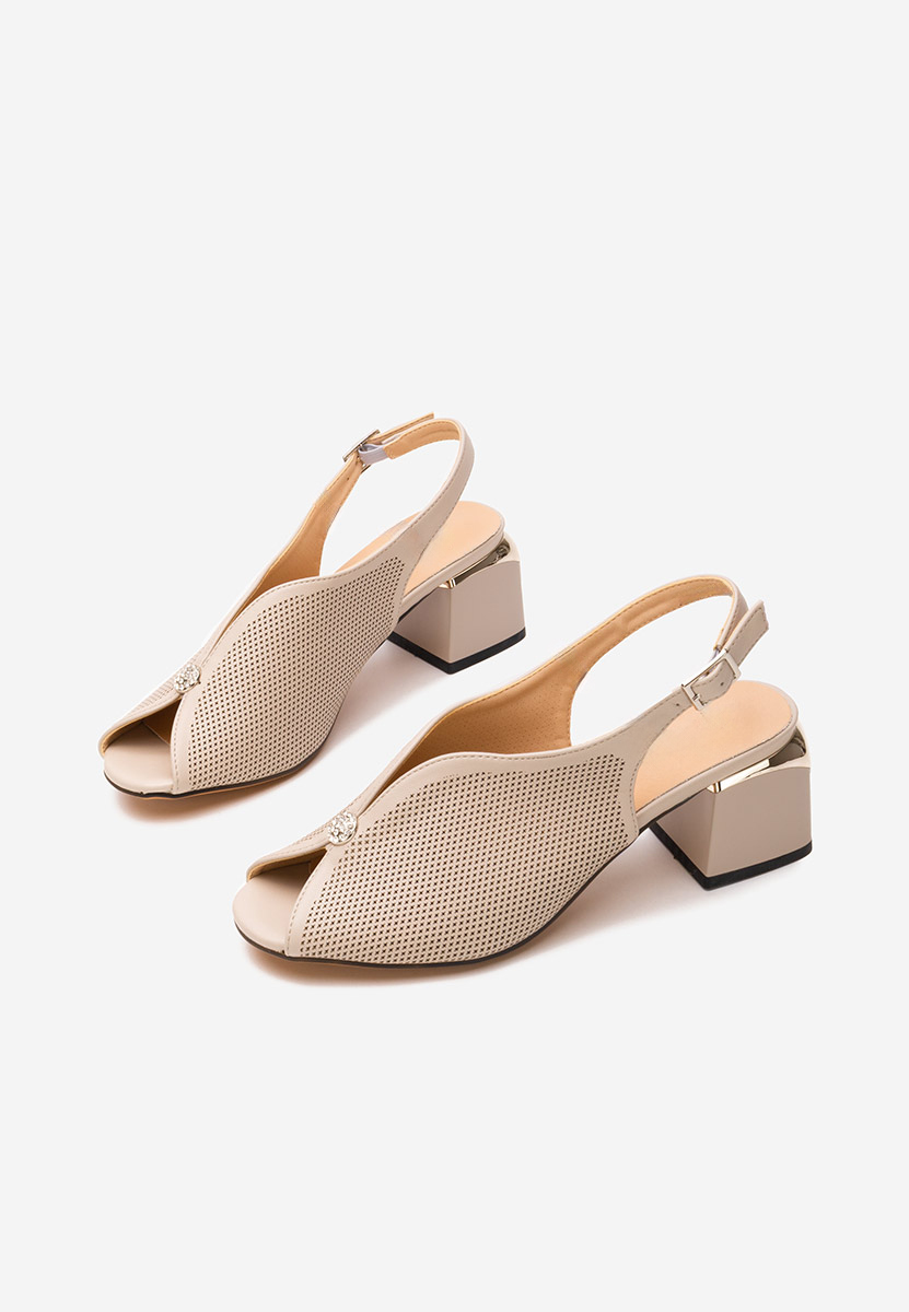 Sandale cu toc gros Lacie camel