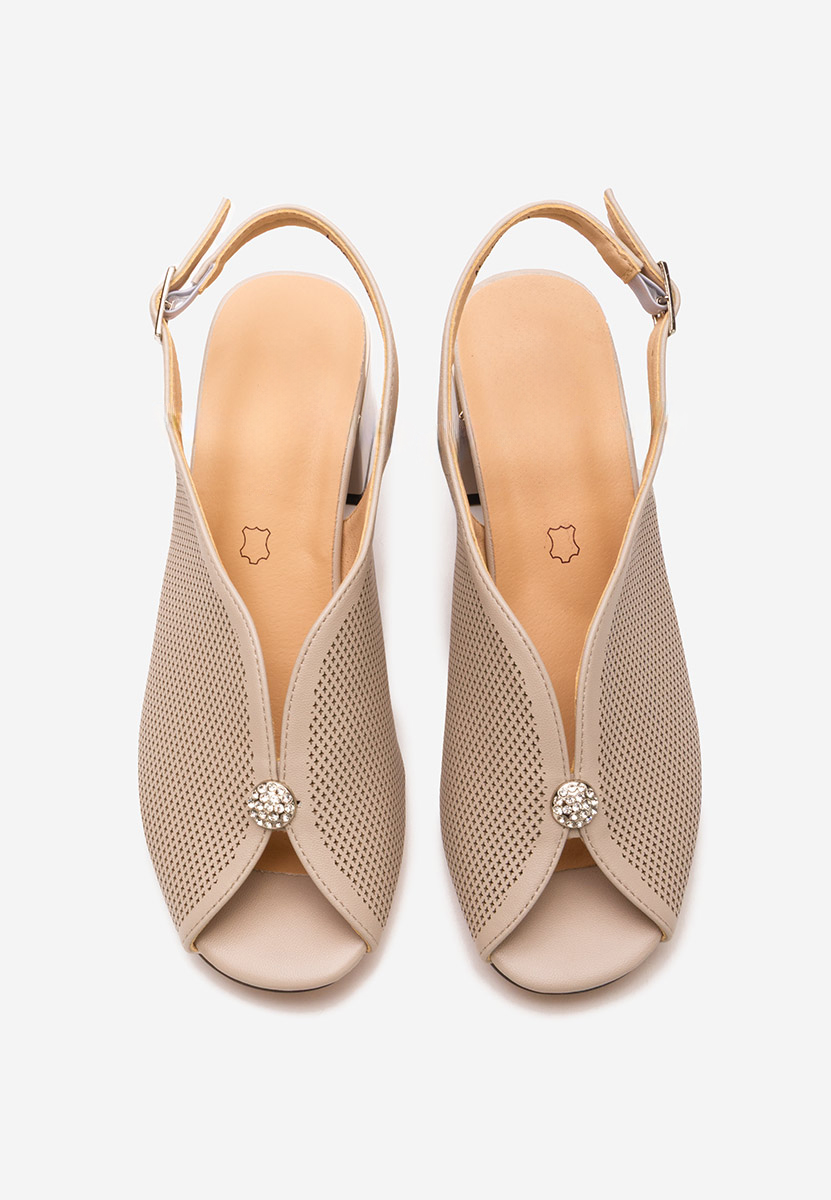 Sandale cu toc gros Lacie camel