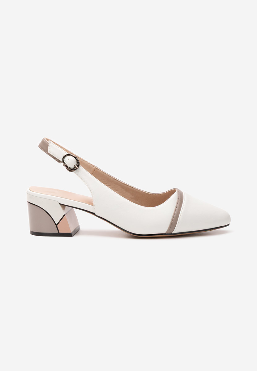 Pantofi cu toc gros Abenysa albi