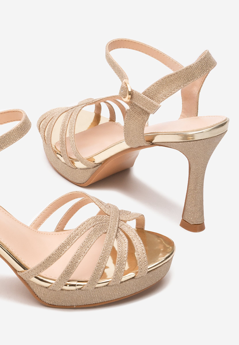 Sandale elegante cu toc Jody aurii