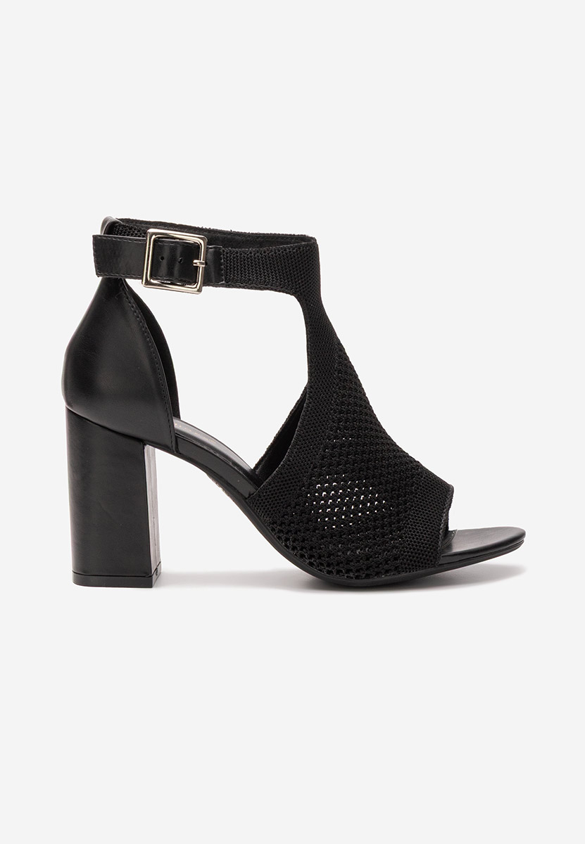 Sandale cu toc gros Elyzea negre