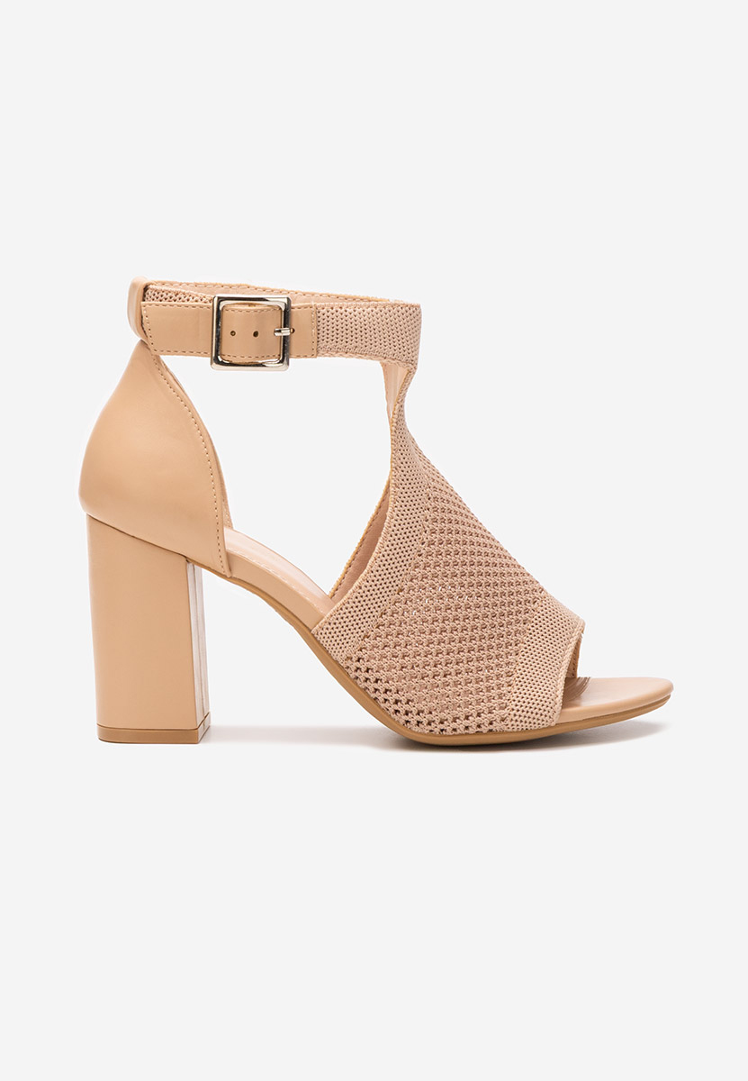 Sandale cu toc gros Elyzea kaki