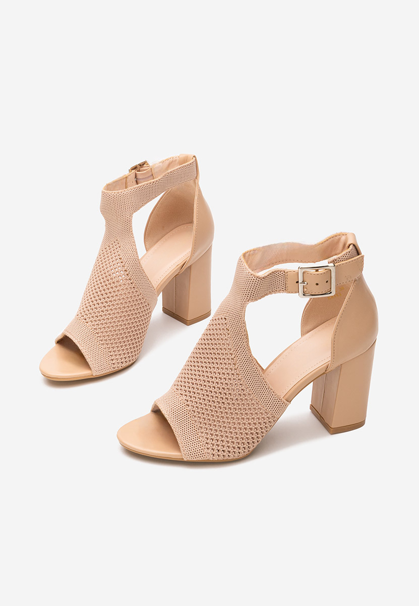 Sandale cu toc gros Elyzea kaki