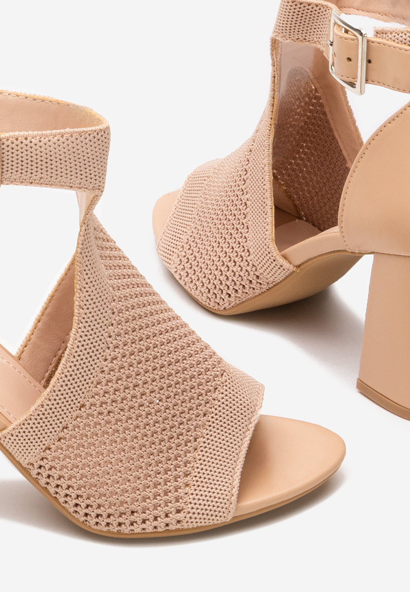 Sandale cu toc gros Elyzea kaki