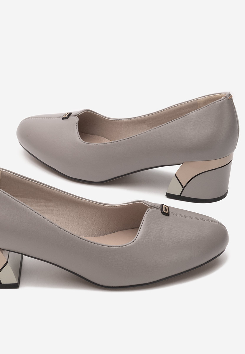 Pantofi cu toc gros Luceta gri