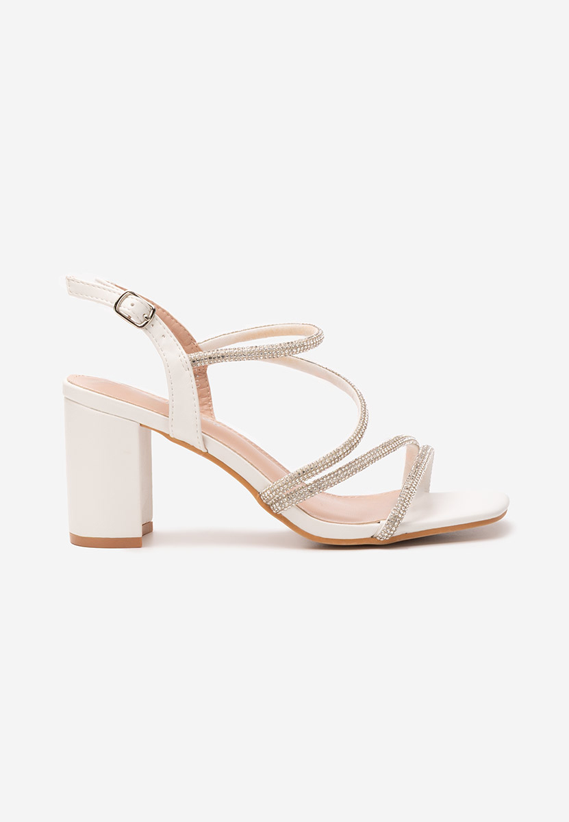 Sandale elegante cu toc Katinca albe