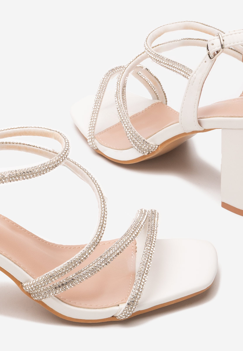 Sandale elegante cu toc Katinca albe