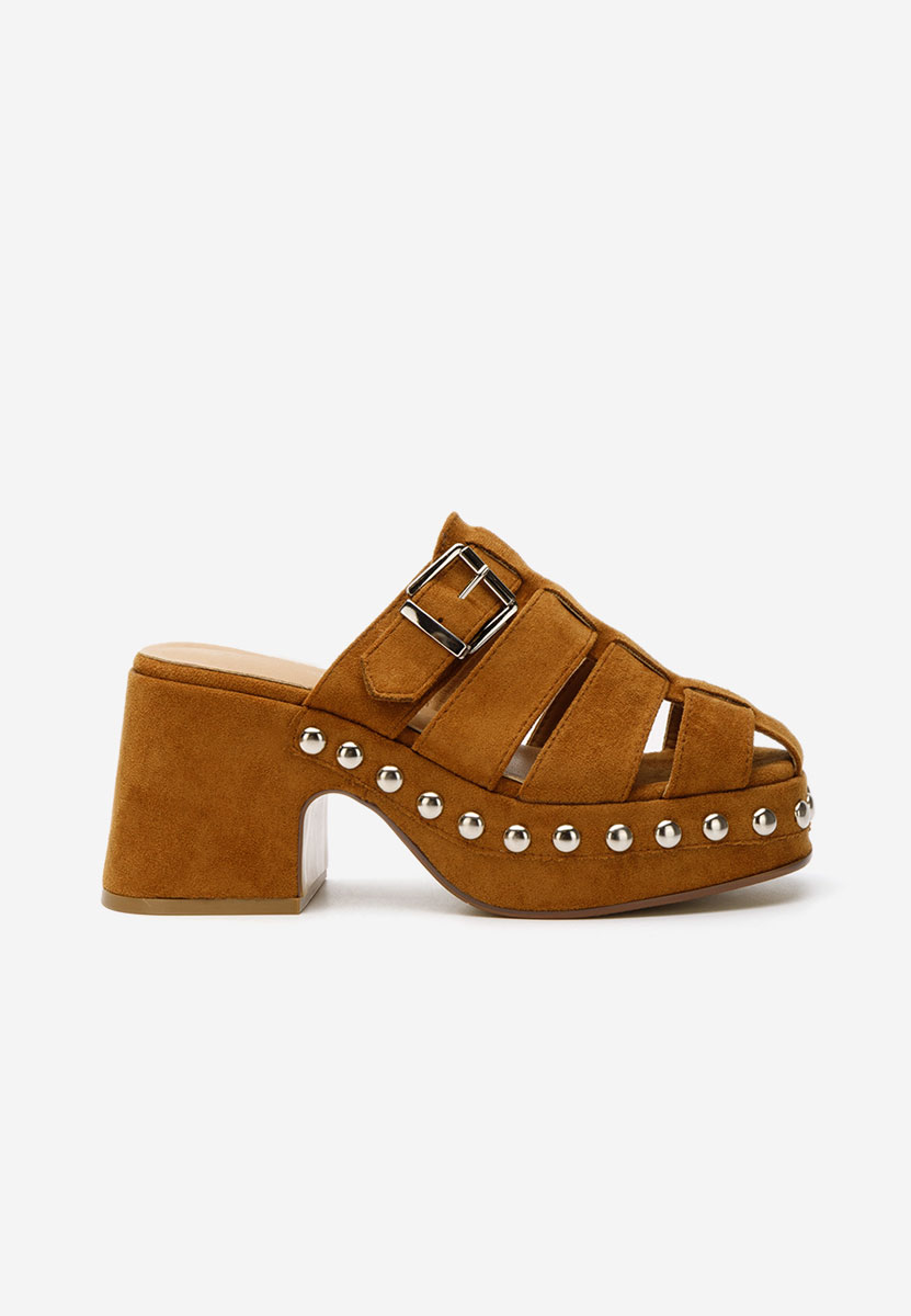 Papuci cu toc Rosamaria camel