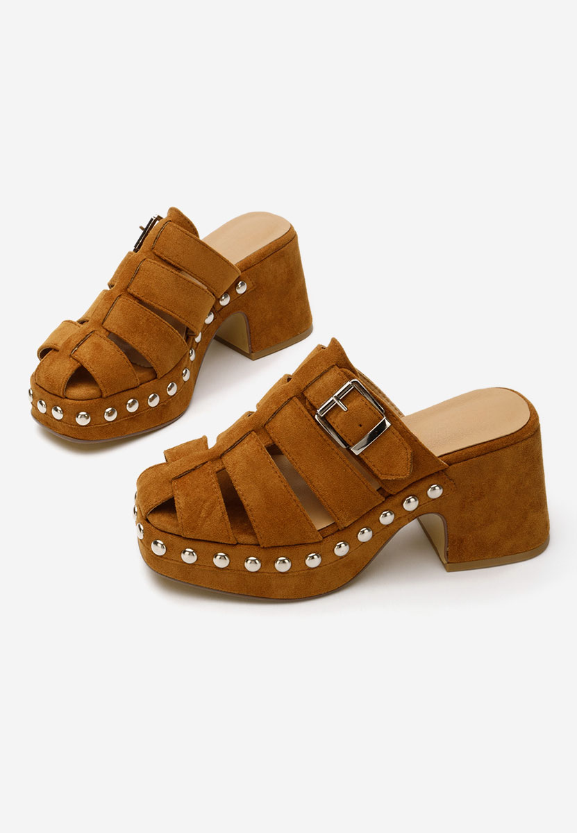 Papuci cu toc Rosamaria camel