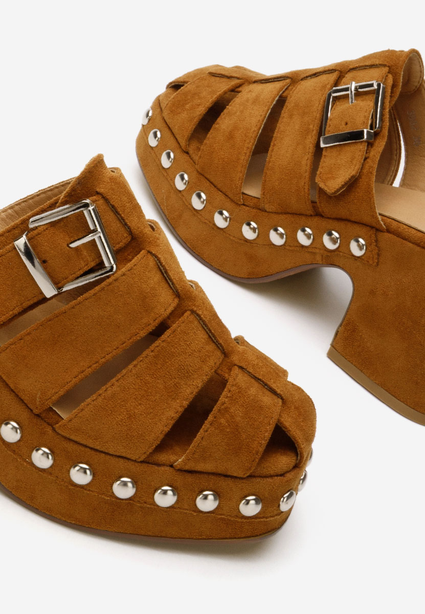 Papuci cu toc Rosamaria camel