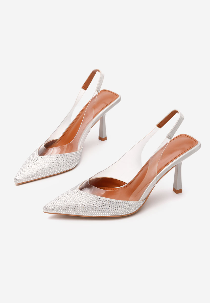 Pantofi slingback Marylena argintii