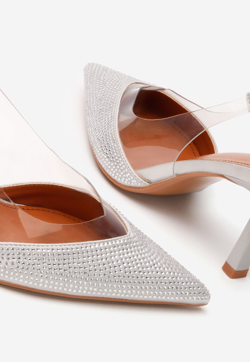 Pantofi slingback Marylena argintii