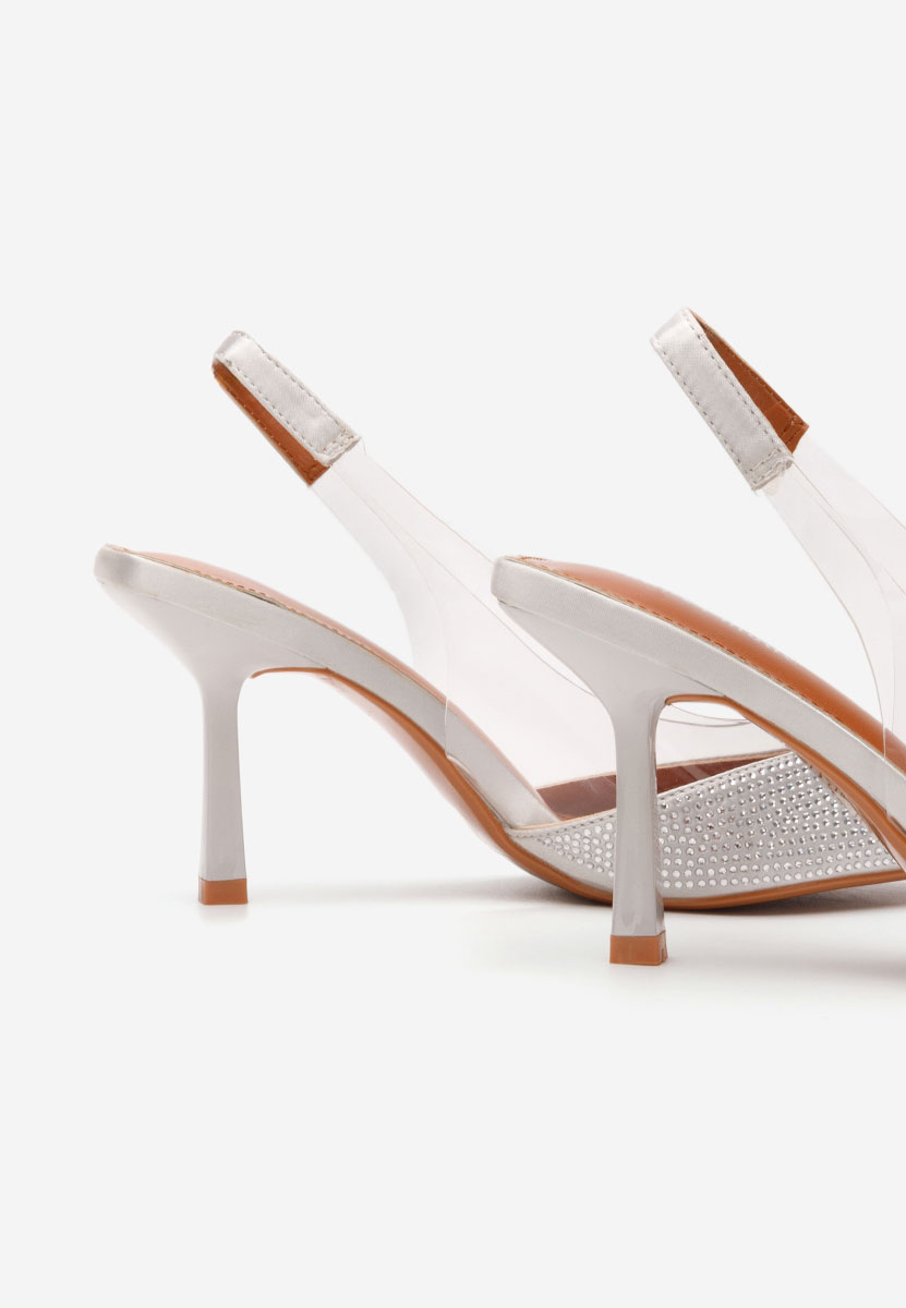 Pantofi slingback Marylena argintii