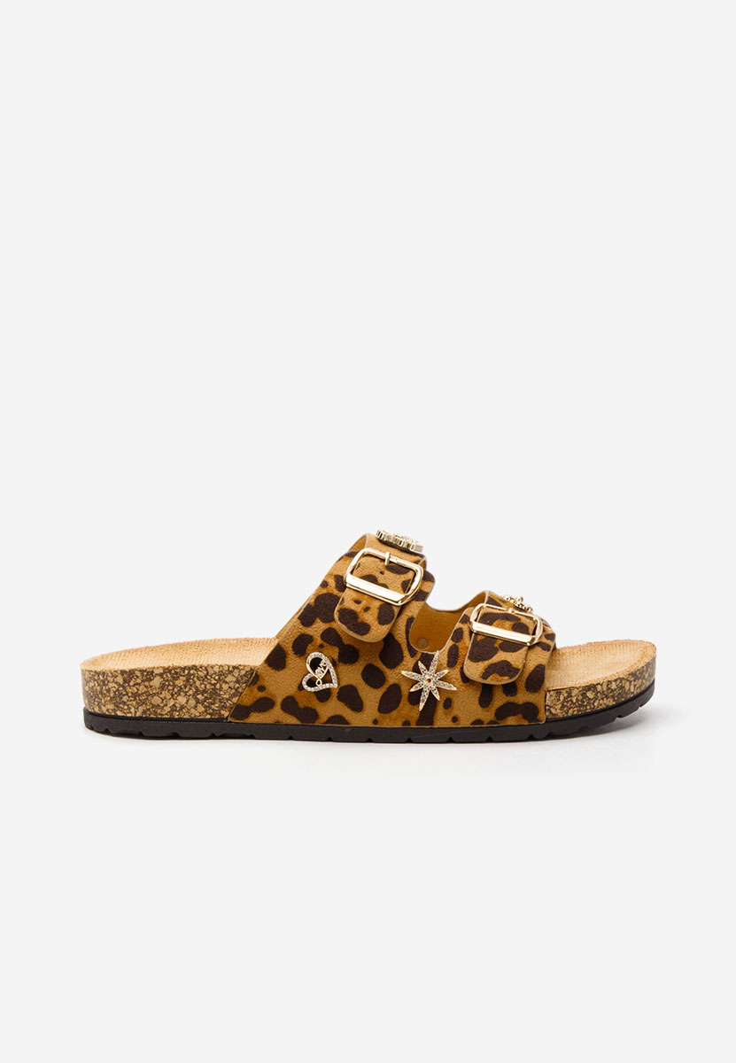 Papuci cu talpa groasa Moonie leopard