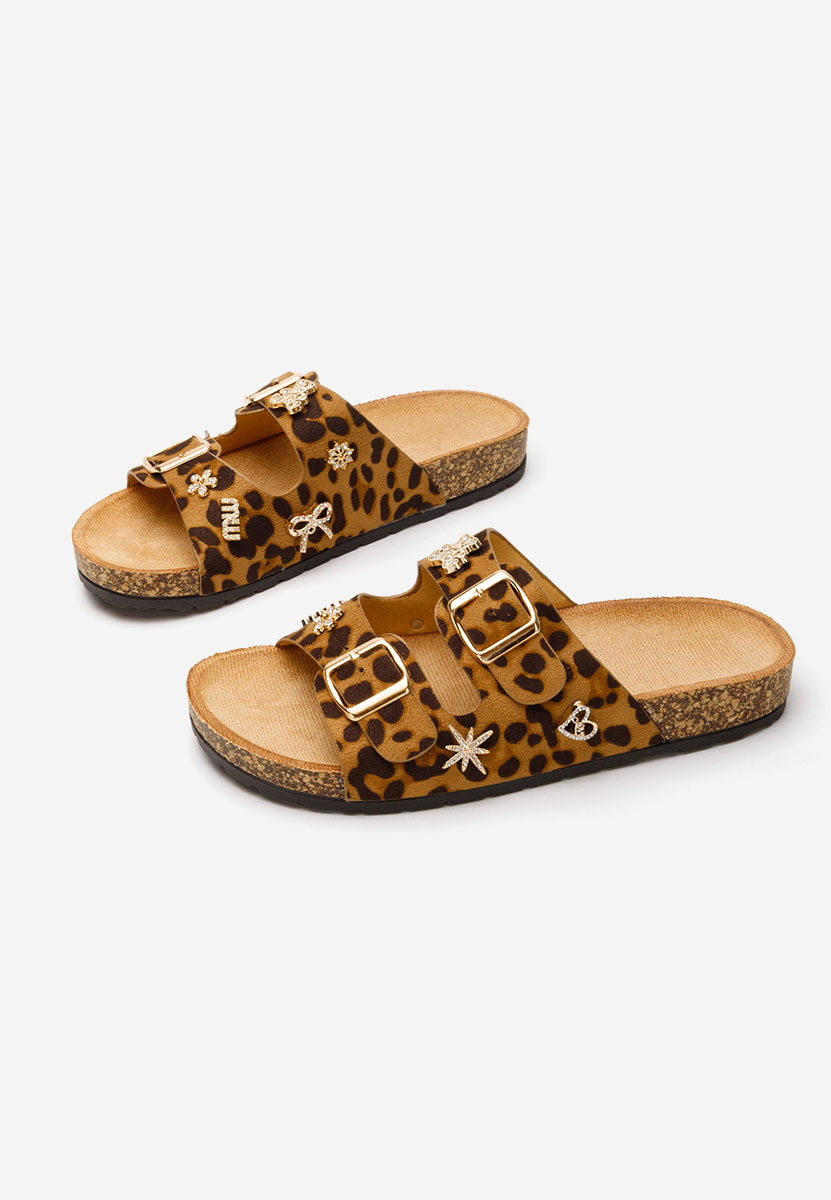 Papuci cu talpa groasa Moonie leopard