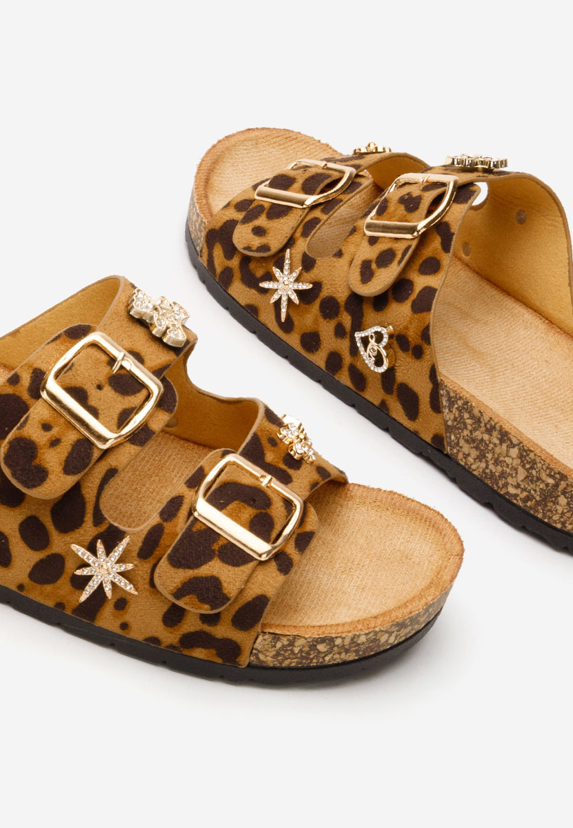 Papuci cu talpa groasa Moonie leopard