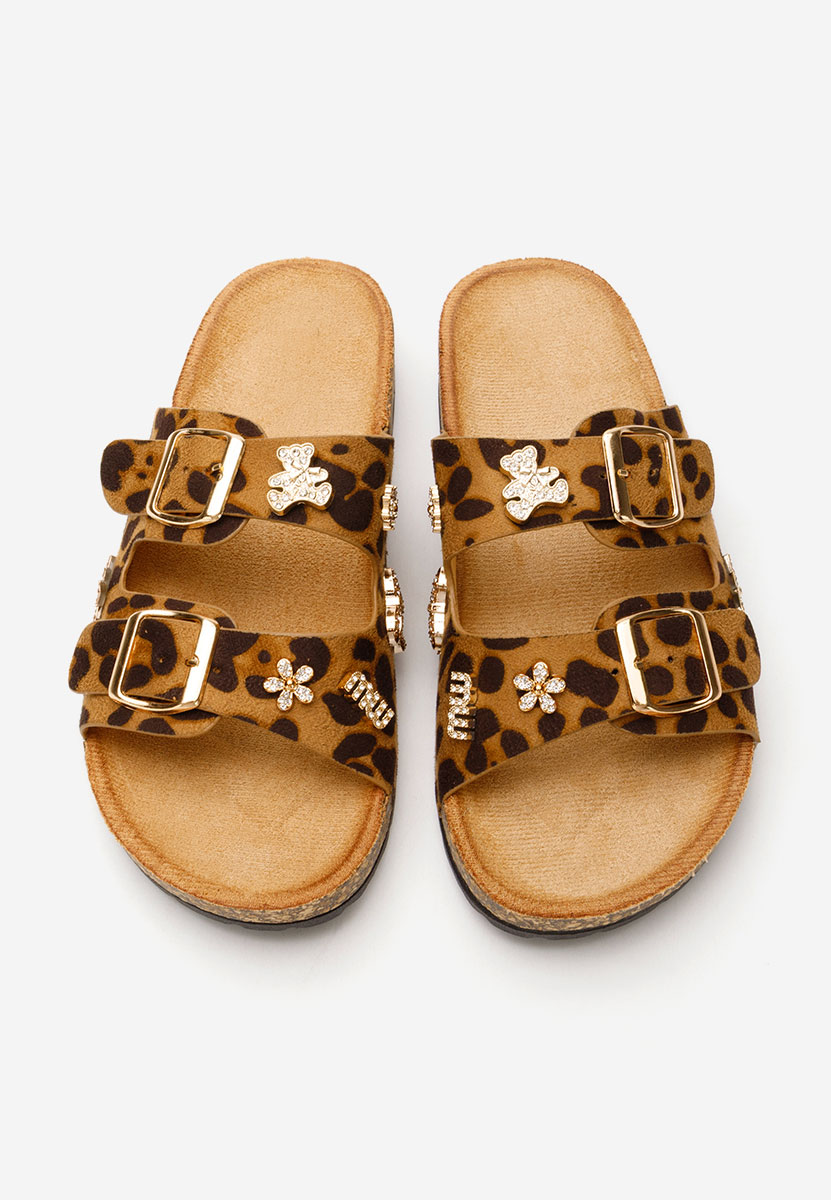 Papuci cu talpa groasa Moonie leopard