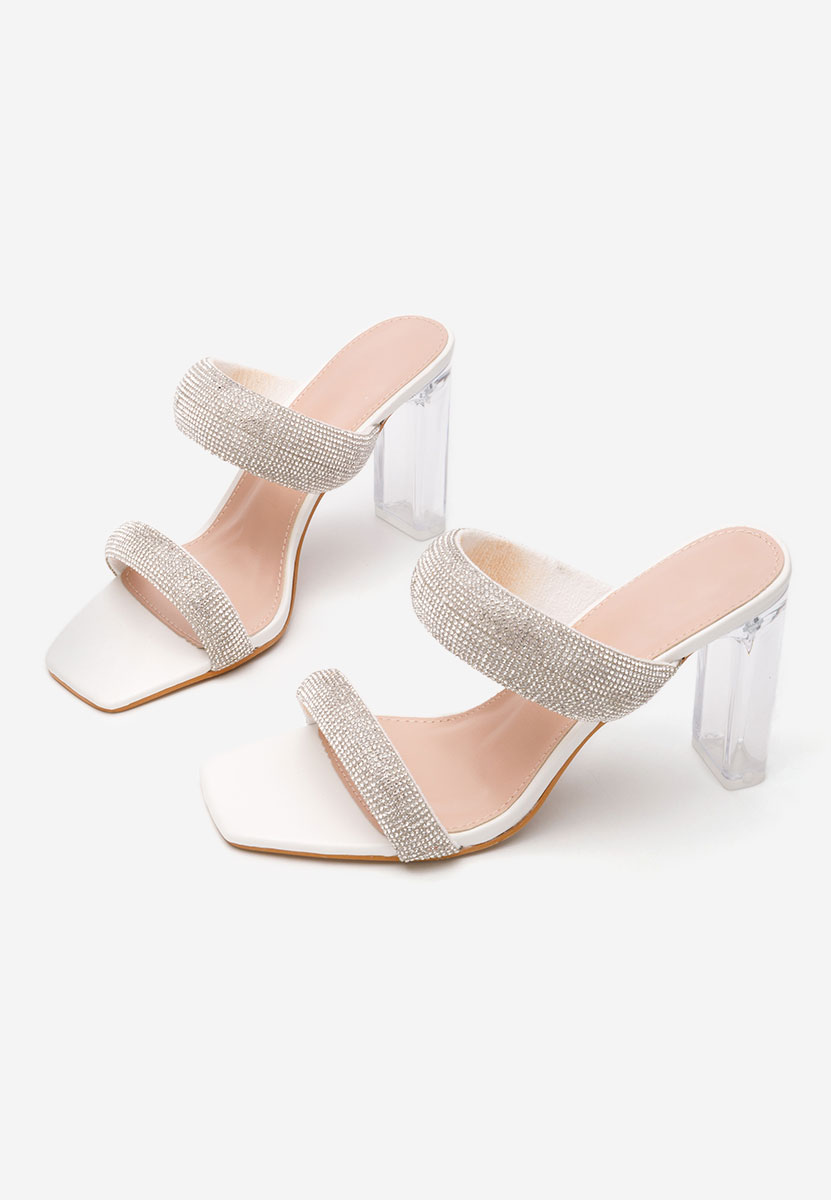 Papuci dama eleganti Krystal albi