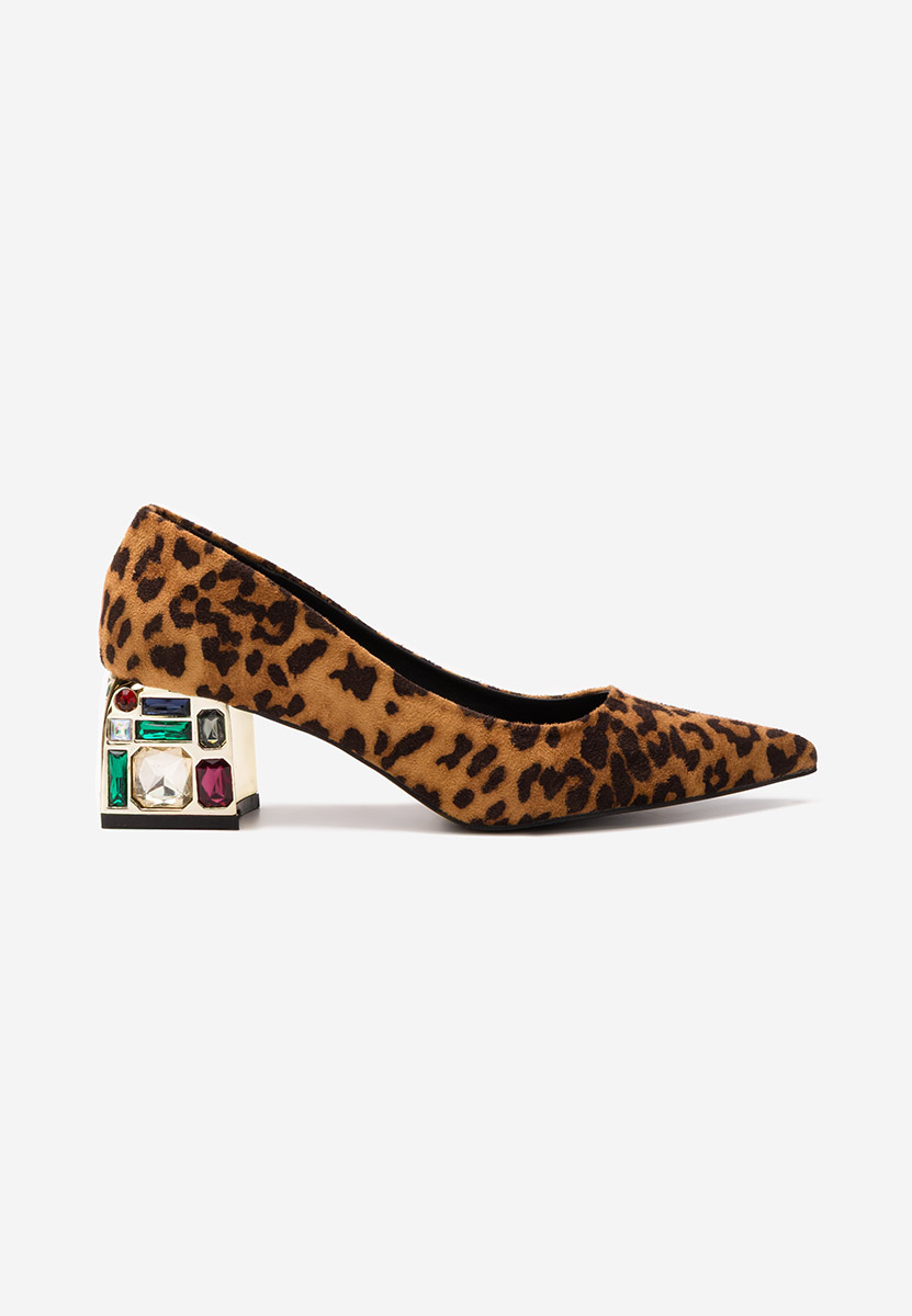 Pantofi cu toc gros Jenice leopard