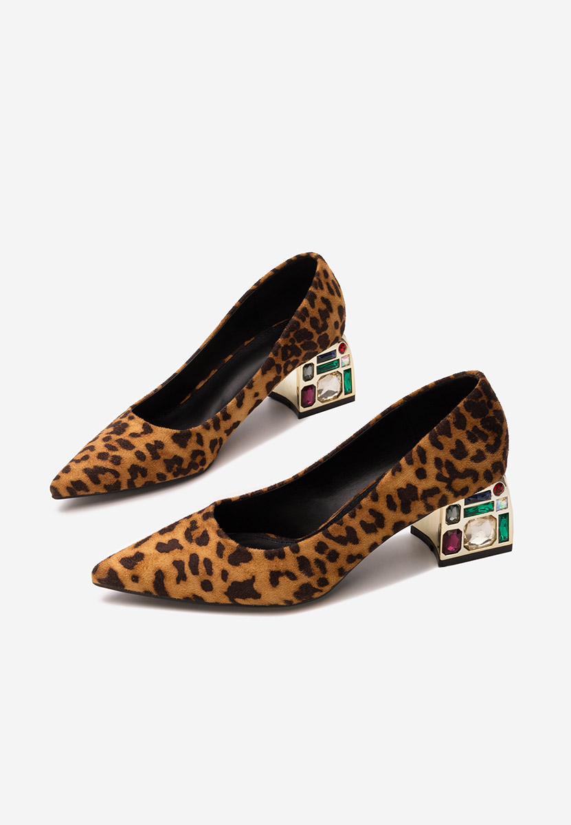 Pantofi cu toc gros Jenice leopard
