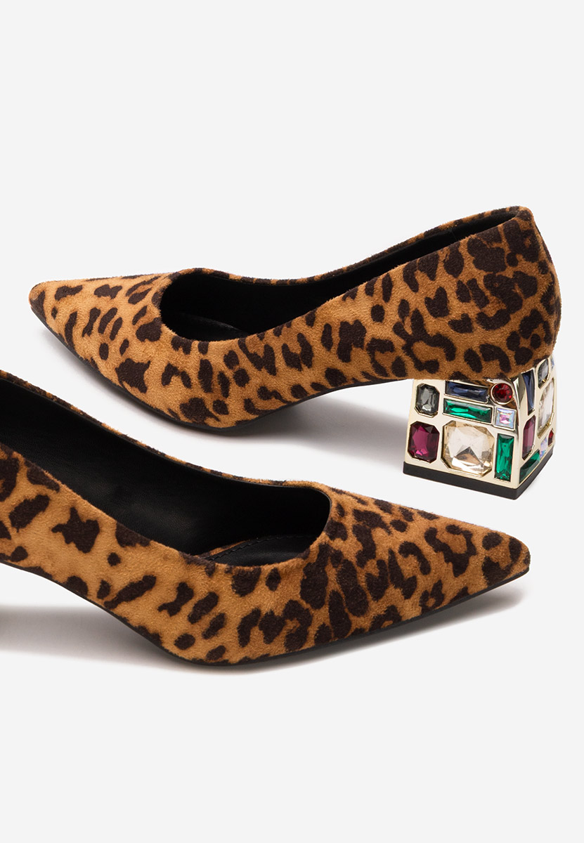 Pantofi cu toc gros Jenice leopard