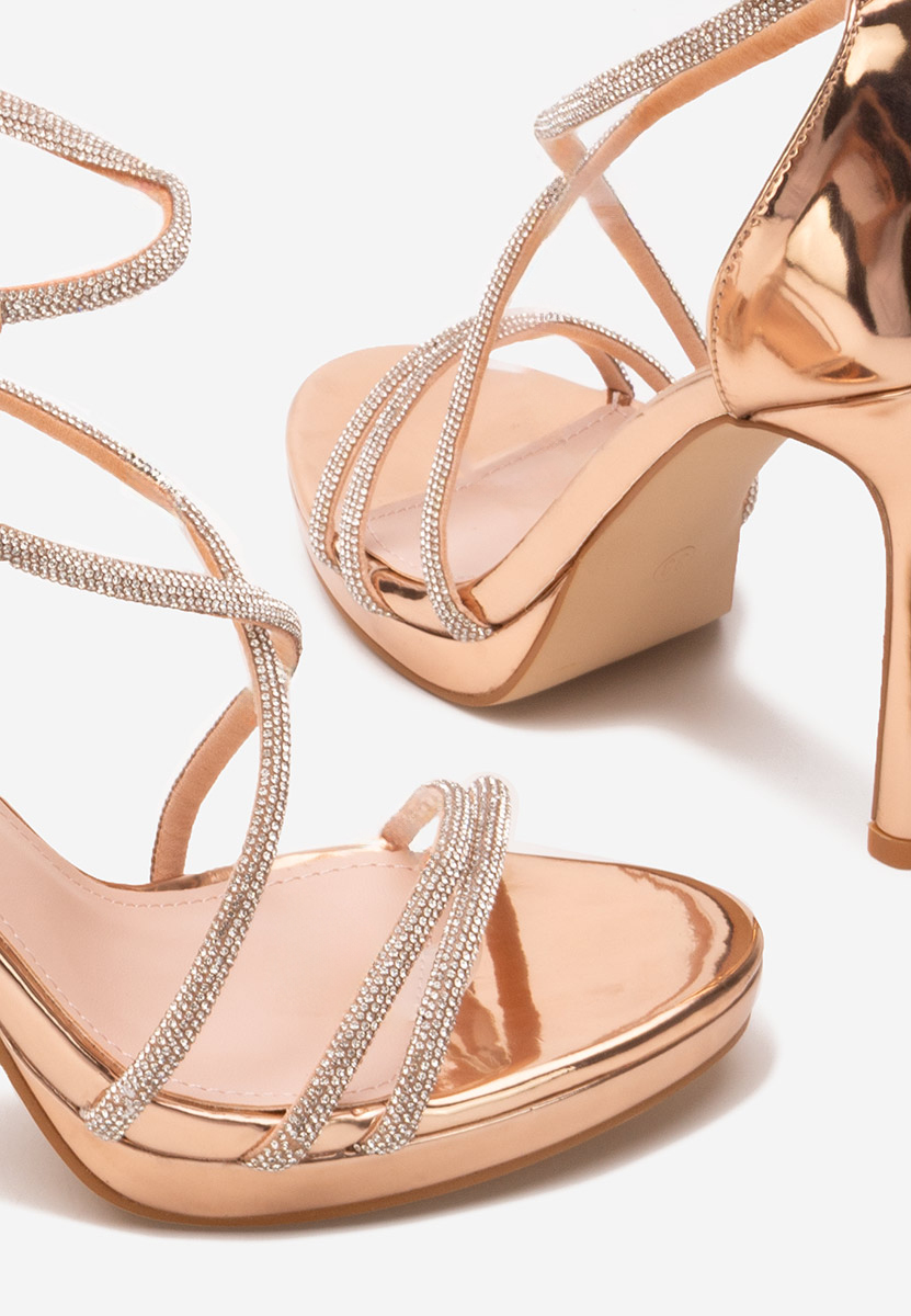 Sandale elegante cu toc Vergie champagne