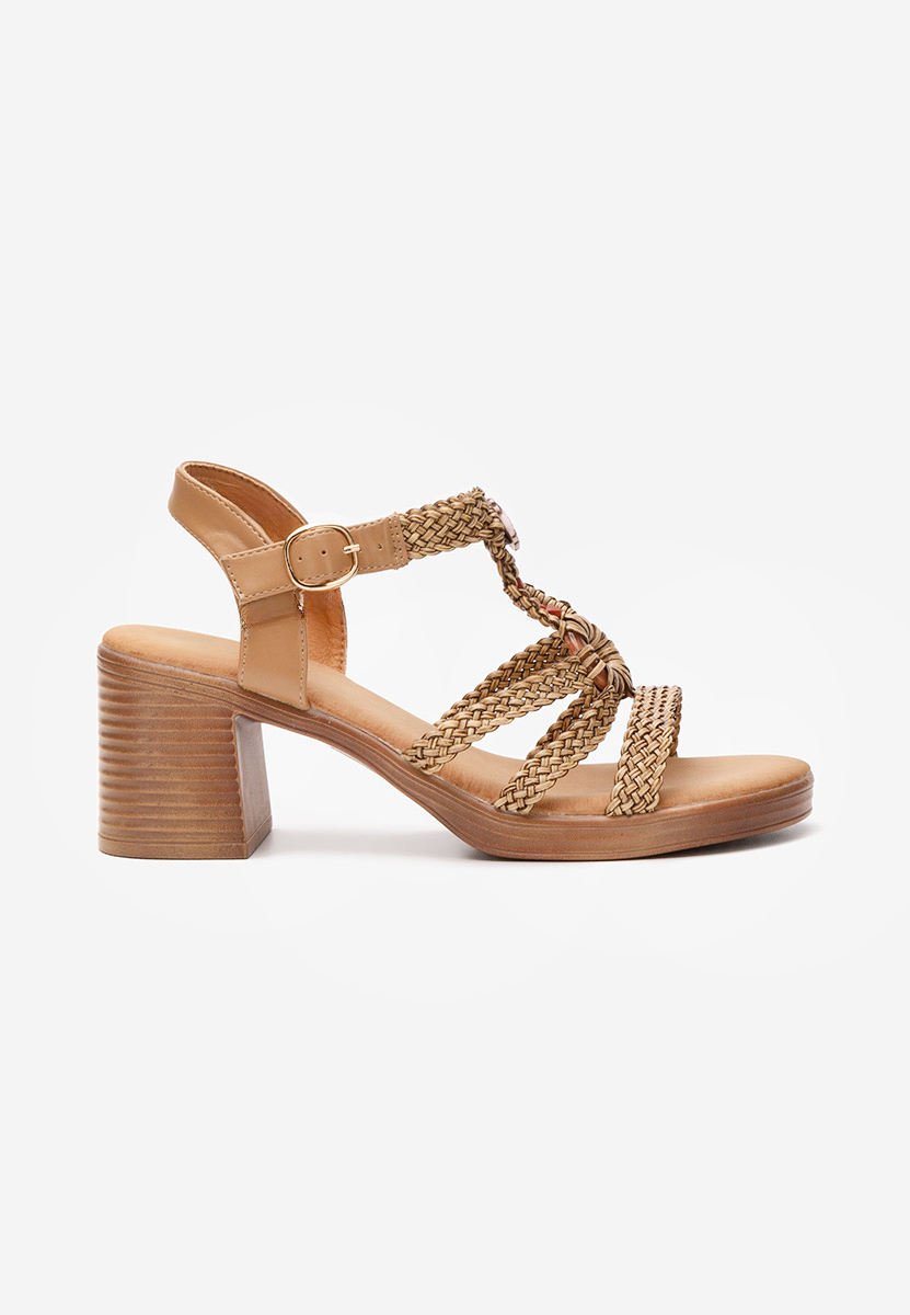 Sandale cu toc gros Phylicia kaki