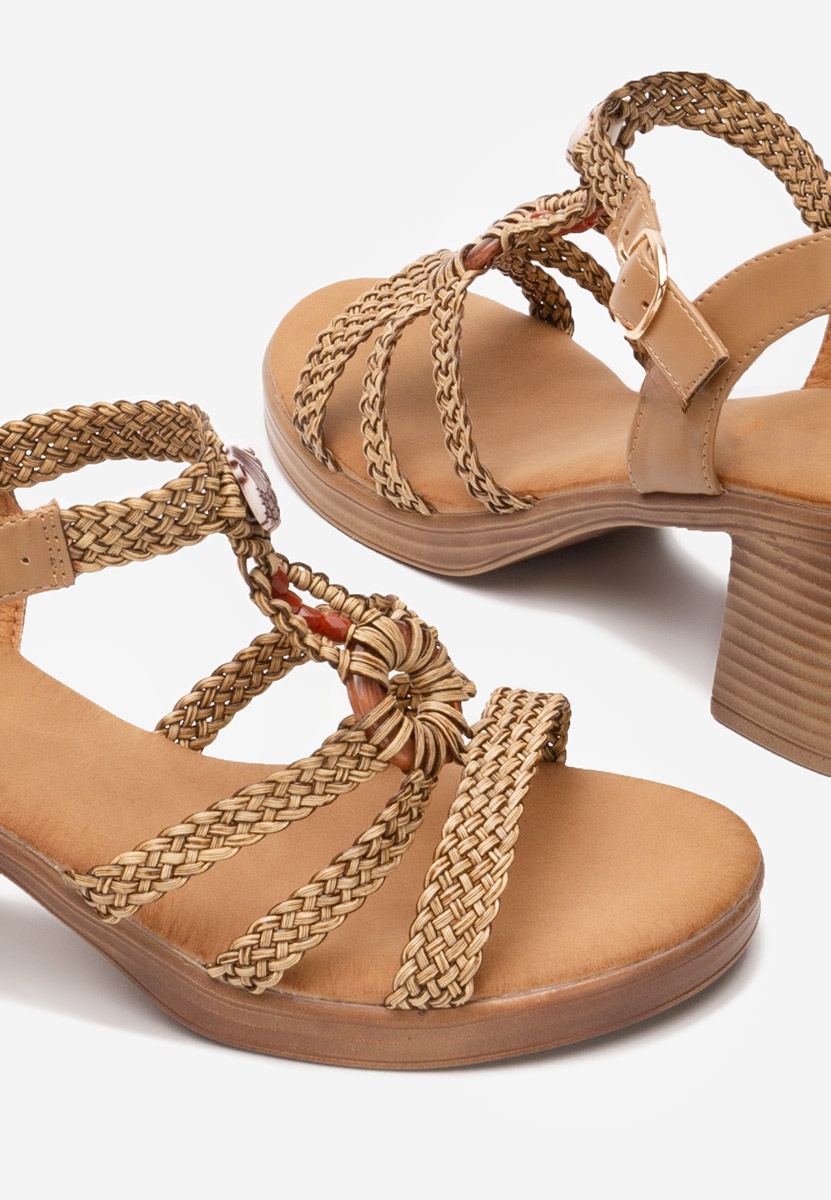 Sandale cu toc gros Phylicia kaki