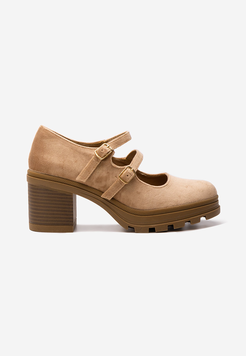 Pantofi cu toc gros Dollysa kaki