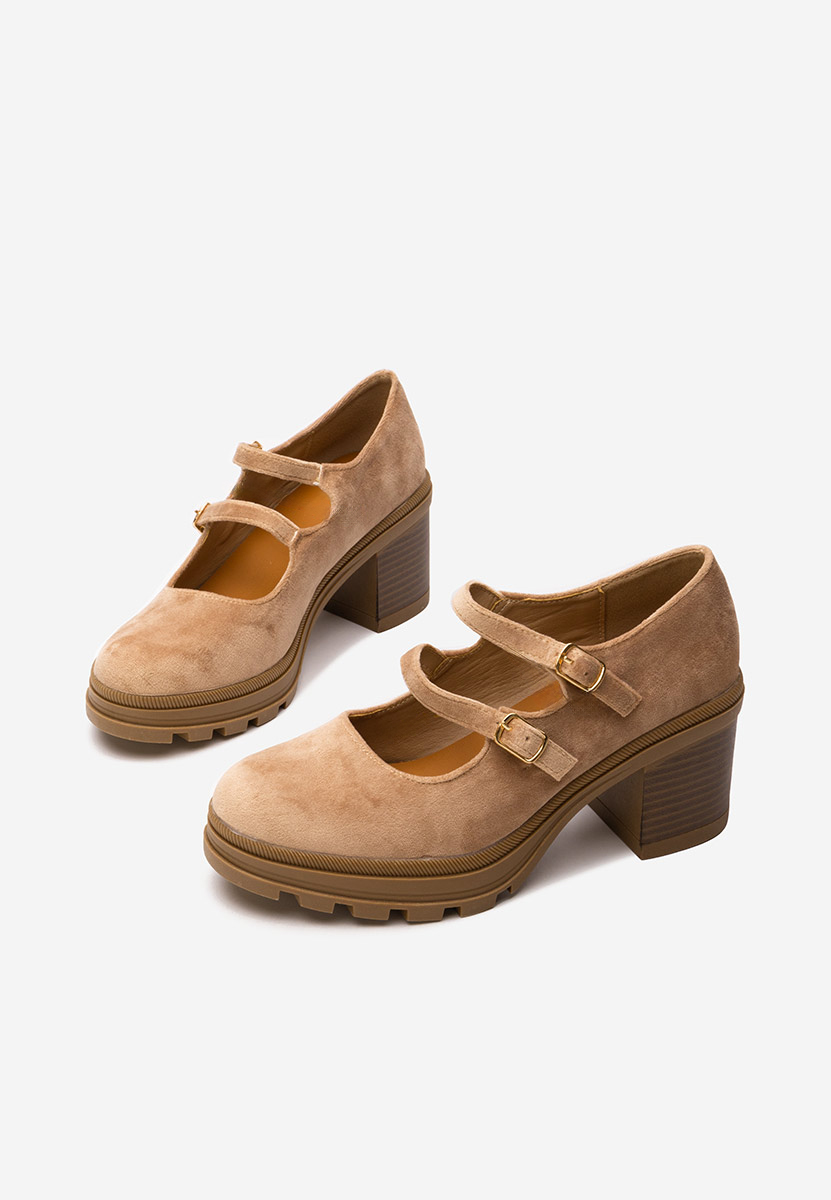 Pantofi cu toc gros Dollysa kaki