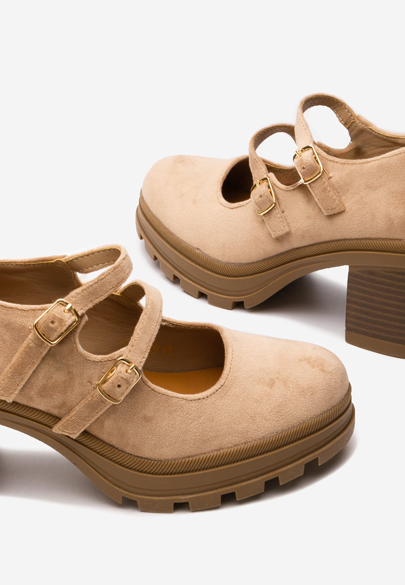 Pantofi cu toc gros Dollysa kaki